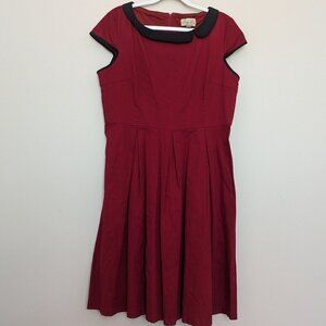 Lindy Bop Red Midi Dress with Black Collar